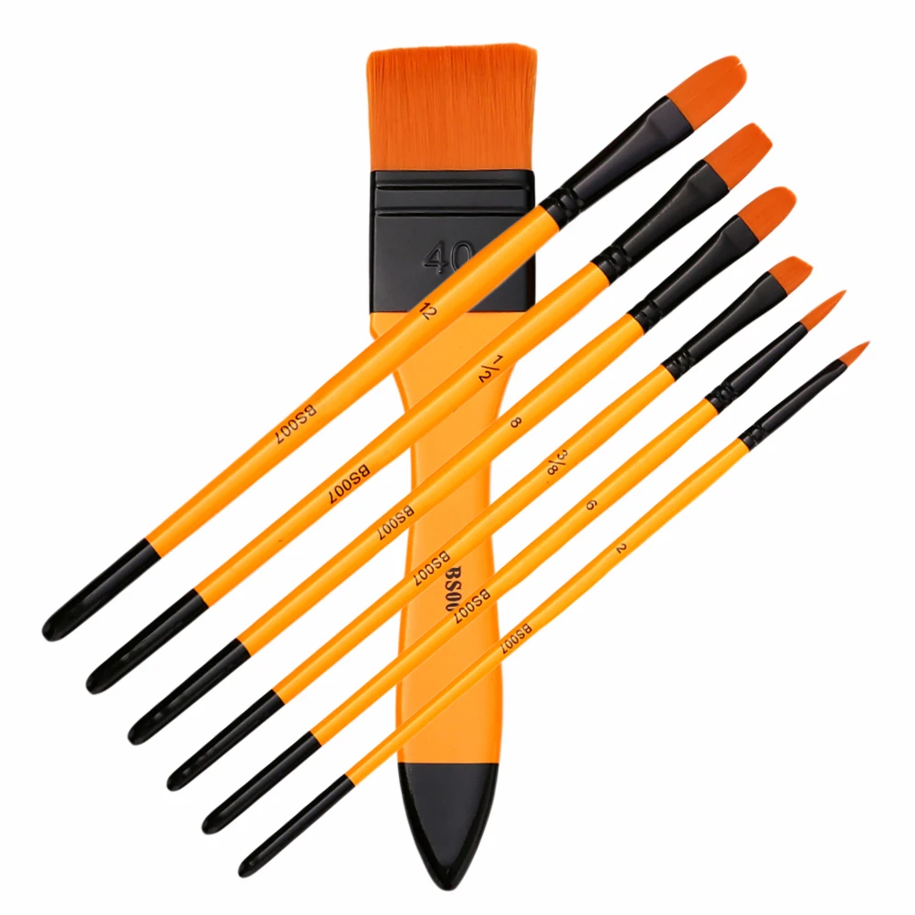 

7Pcs Oil Paintbrush Set Nylon Brush Kit Multiple Sizes Fine Liner Pen for Acrylic Watercolor Painting Art Supplies