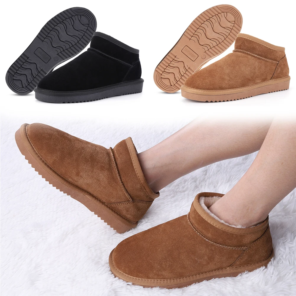 Botas de nieve para mujer, botines cálidos de invierno, botas cortas antideslizantes con forro de piel sintética, botas térmicas de felpa para deportes al aire libre