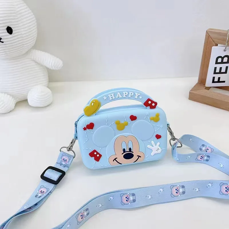 Disney Children Shoulder Bags Mickey Mouse Minnie Cartoons Crossbody Bag Girls Coin Purse Silica Gel Waterproof Small Square Bag