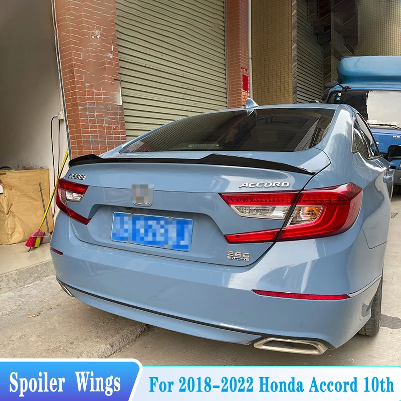 For 2018-2022 Honda Accord 10th Sedan Rear Trunk Lid Spoiler Lip Wings ABS Plastic Car Exterior Tuning Trim Body Kit Accessories