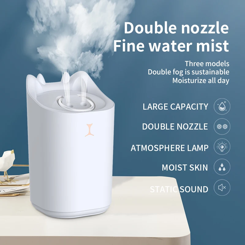 3300Ml Dual Jet Air Humidifier Large Capacity Atomizer Aroma Diffuser Cool Mist Maker Mute Air Humificador Purifier for Bedroom
