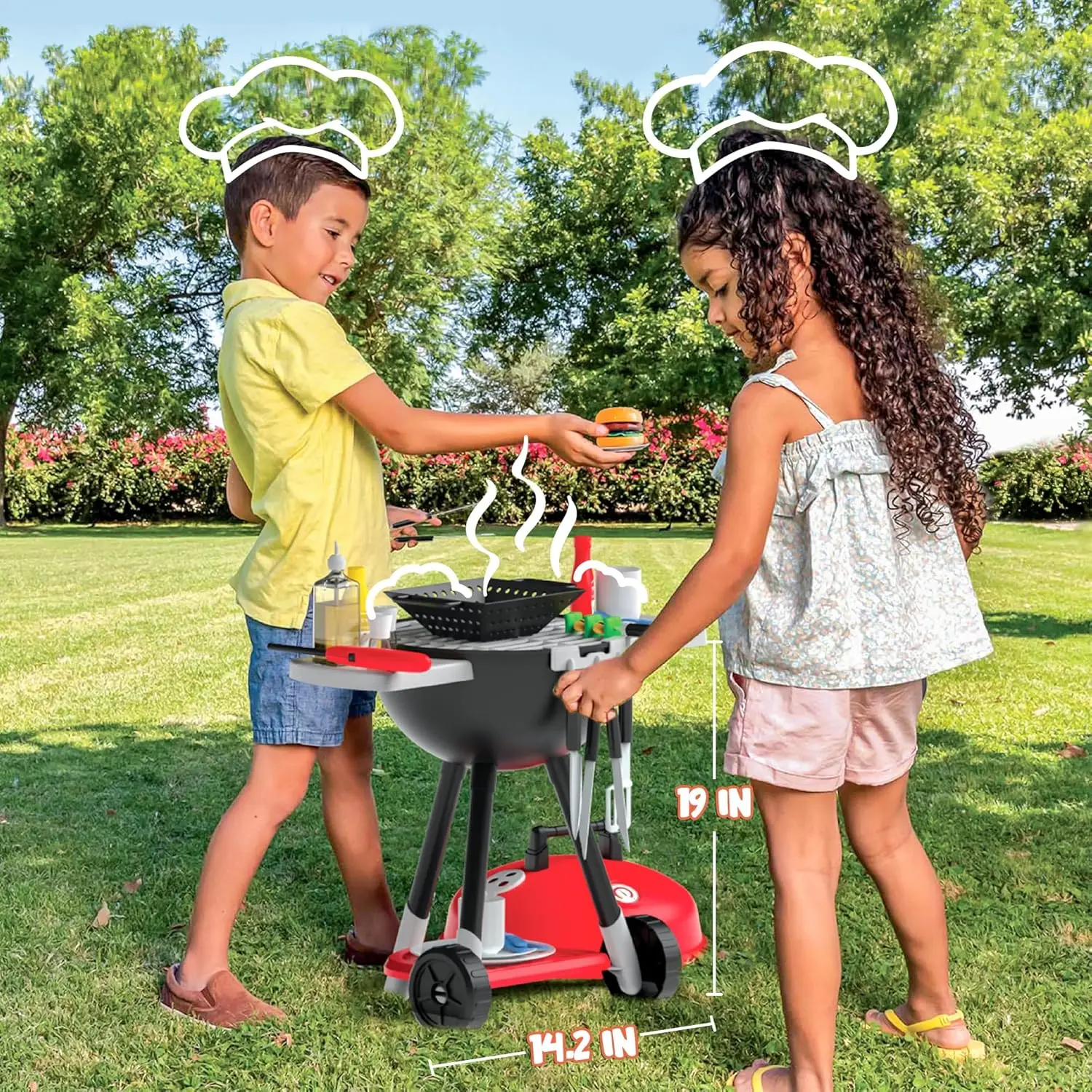 34 pezzi Set di giocattoli da cucina, barbecue Play Grill, Set di giocattoli da cucina, Little Chef Play, Kids Grill Playset BBQ interattivo per bambini con Ligh