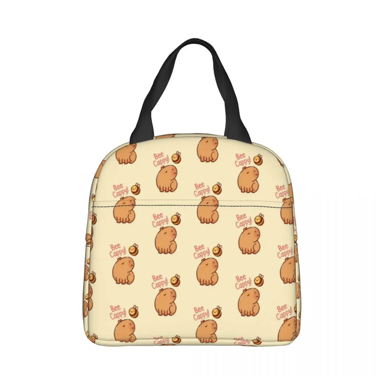 Capybara Pun Be Happy Insulated Lunch Bags Cooler Bag Reusable Animal Lover High Capacity Lunch Box Tote Girl Boy Work Picnic