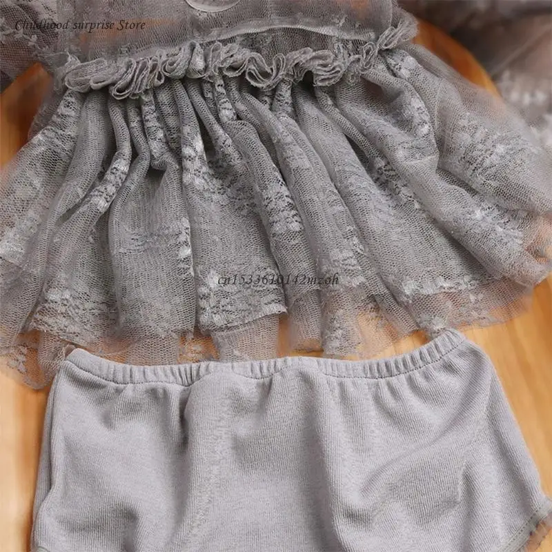 Baby Photo Props Costume Tulle Lace Dress & Panties Infant Monthly Photo Props Dropship