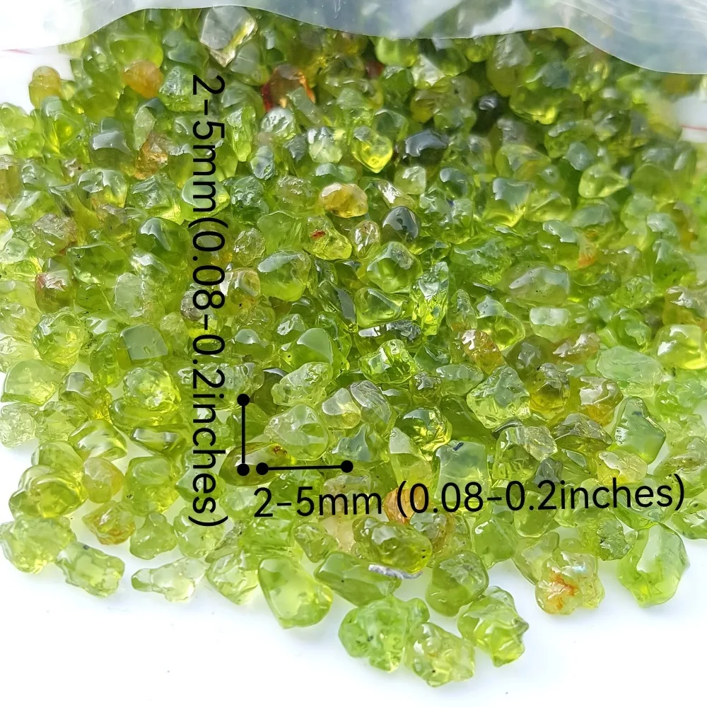 200g Natural Glitter Olivine Quartz Crystals Chips Raw Stone Gravel Gemstone Aquarium Fengshui Healing Reiki Peridot DIY Garden view 3