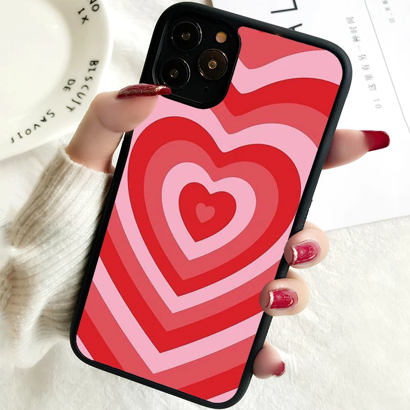 5 5S SE 2020 Phone Cover Case for iPhone 6 6S 7 8 PLUS X XS XR 11 12 13 MINI 14 PRO MAX Rubber Silicone  Red Illusion Hearts