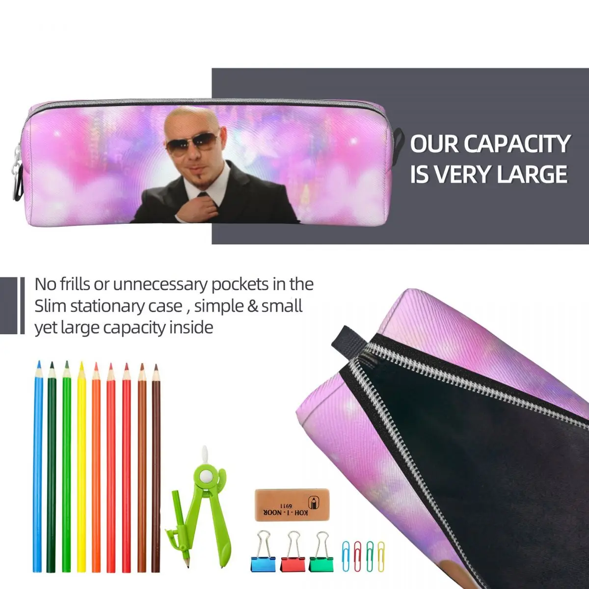 Mr. Worldwide foi lá este caso lápis, Pitbull Lápis, Pen Holder, Meninas e Meninos Sacos, Material Escolar, Zipper Papelaria