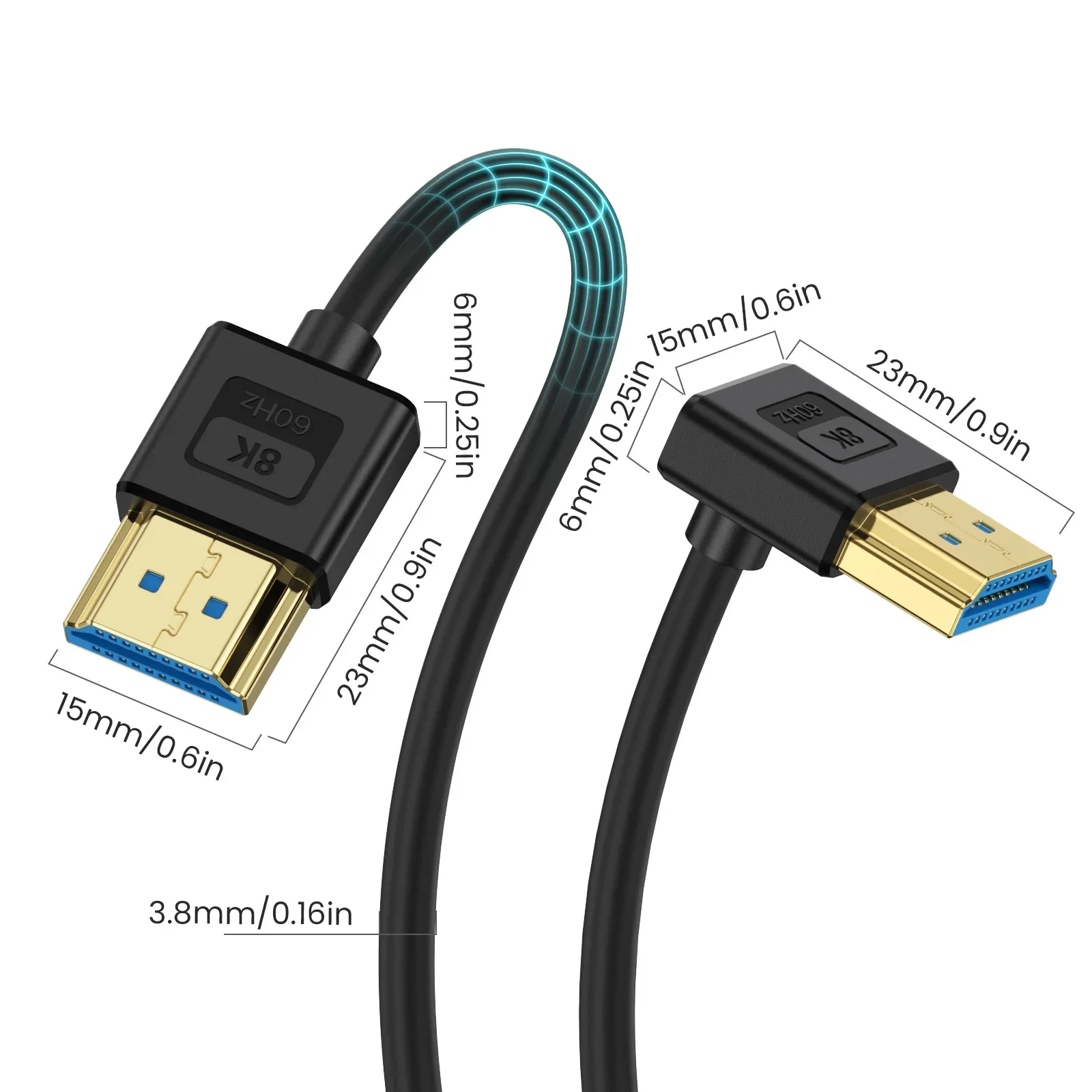 Silicone 8K HDMI Micro Mini To HDMI 2.1 Cable Ultra High Speed HDMI Cord 48Gbps Support 8K@60Hz 4K@120Hz EARC HDR10 HDCP 2.2 2.3