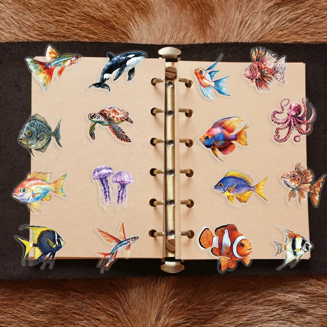 50PCS Marine Life Stickers Octopus Shell Fish DIY Scrapbooking Stationary Travel Luggage Car Laptop Waterproof PET Sticker