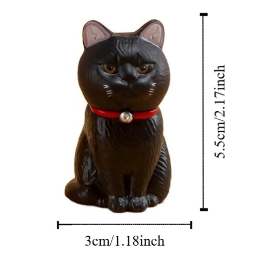 Statue en PVC, modèle de chat simulé, petite cloche, chat noir assis, jouet créatif, dessin animé, Mini chat, ornement, cadeau d'anniversaire