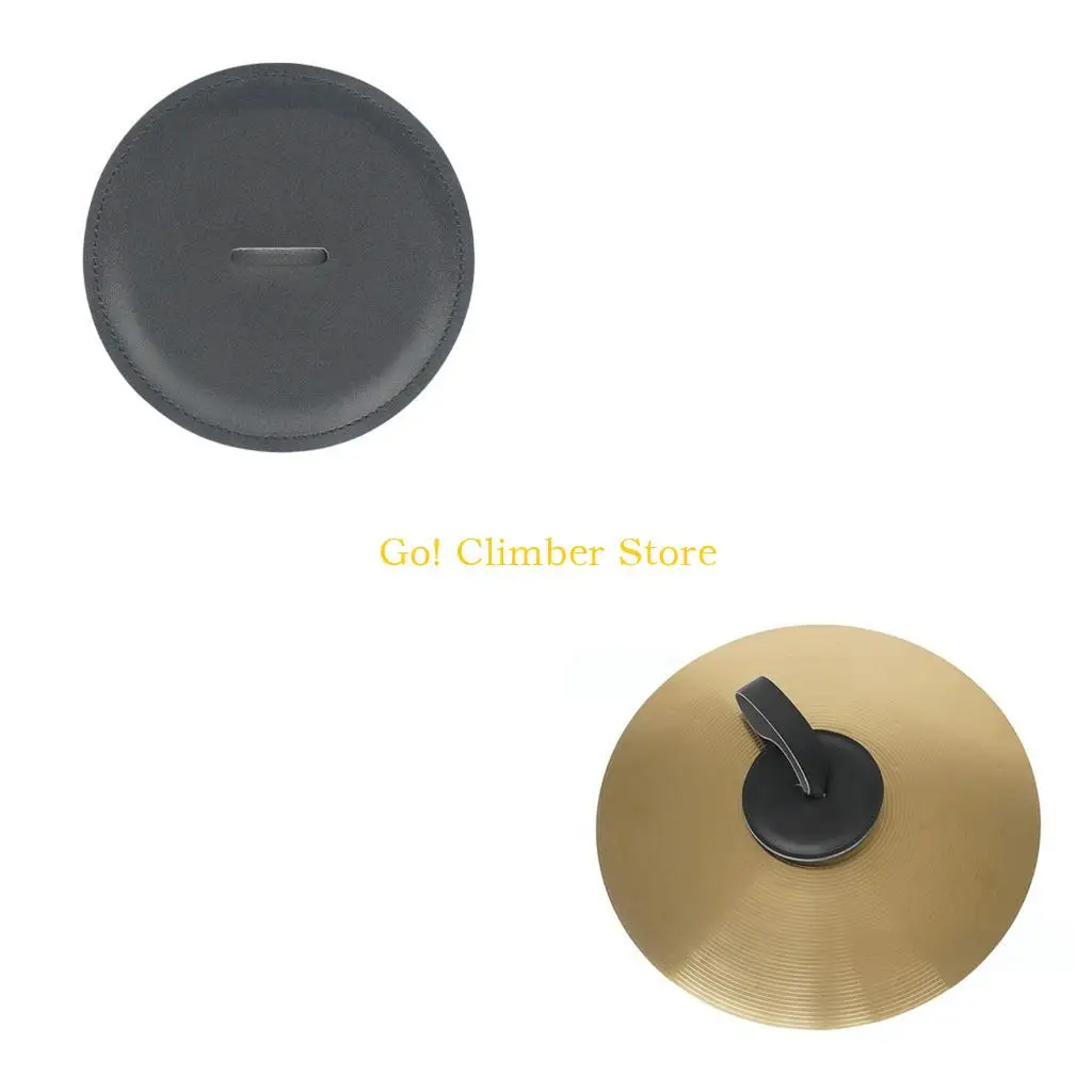 Q84C Drum Practice Cymbal Hand Guard Accessory with PU Leather Build, Soft Contact Layer, and Stitched for Drummers