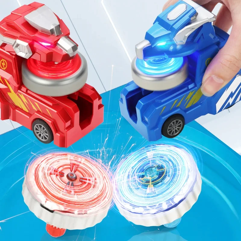 2024 New Dinosaur Gyro Toy Chariot Luminous Alloy Gyro Set Launcher Multiplayer Game Battle Interactive Children's Toy Gift