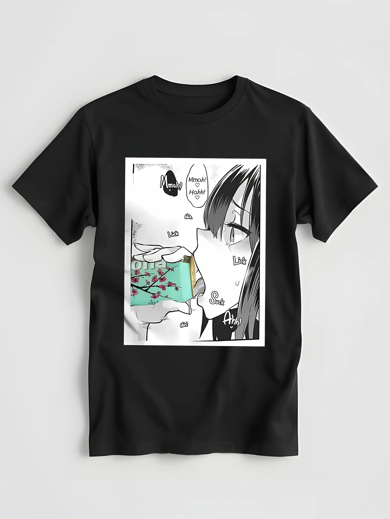 Saki Yoshida Drinking Arizona Tea Premium Hentai T Shirts new 2024 new Japanese manga anime T-Shirt Pure Cotton Printed Clothing