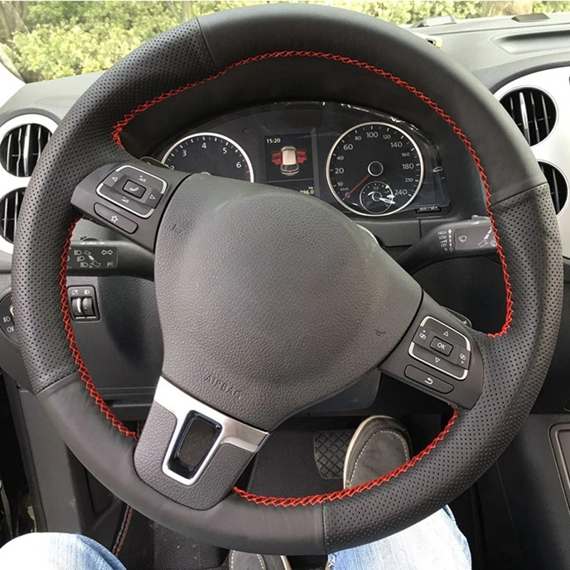 Car Steering Wheel Cover Braiding Artificial Leather For Volkswagen Golf Tiguan Passat B7 CC Touran Jetta Mk6 Magotan Sagitar