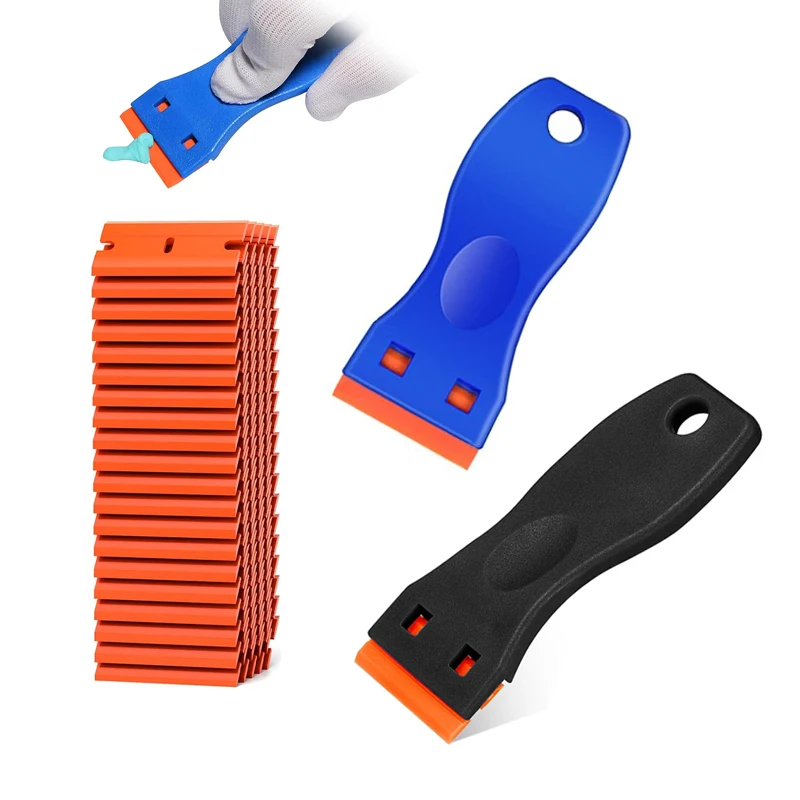 1Set Car Sticker Remover Multipurpose Plastic Small Blades Paint Automotive Film Applying Tool Household Glass Cleaning Scraper