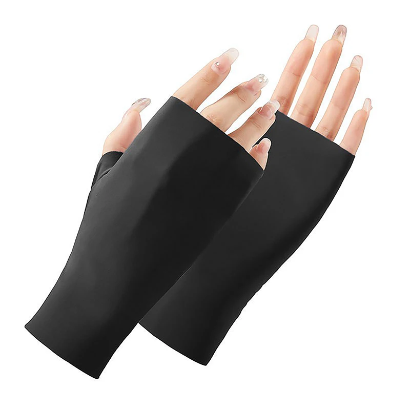 Guantes sin dedos Anti-uv de verano, manoplas finas transpirables de Color puro, resistentes a los rayos UV, 1 par