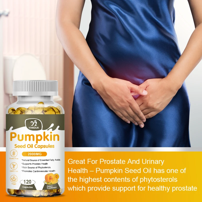 Pumpkin Seed Oil Capsules Essential Fatty Acids Supports Prostate Urinary Tract Promotes Cardiovascular Health