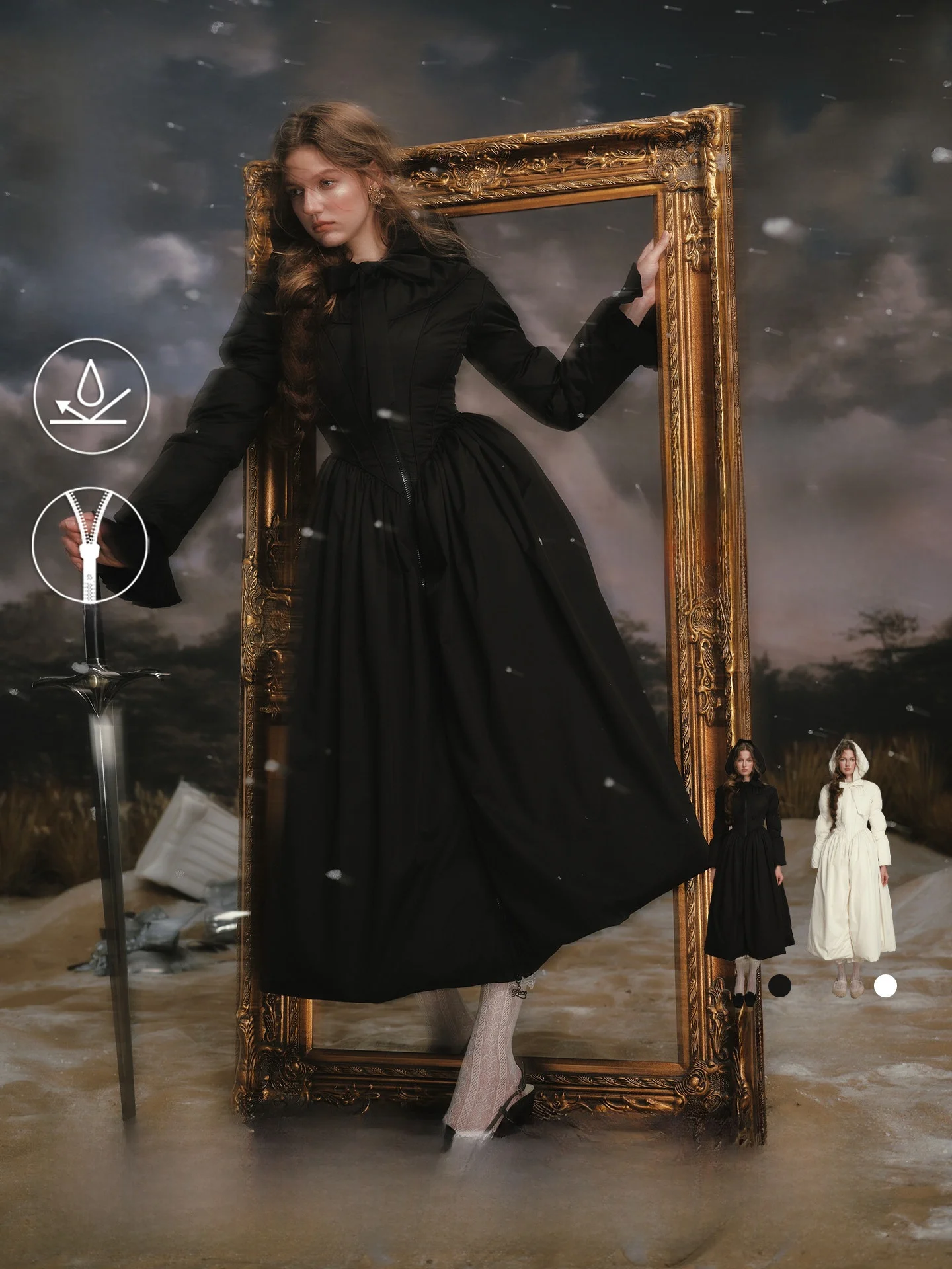 

Зимнее длинное черное пуховое пальто LaceMade с утяжкой на талии, утепленное, в французском стиле, женское, с капюшоном, для холодной погоды