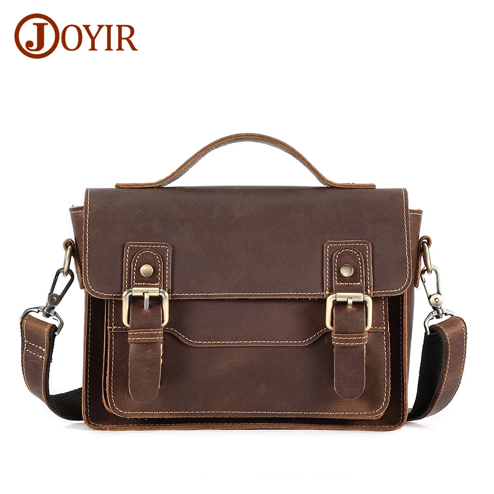 JOYIR Genuine Leather Small Messenger Bag Men Women Satchel Shoulder Crossbody Bag Vintage Purse for Business Work Travel