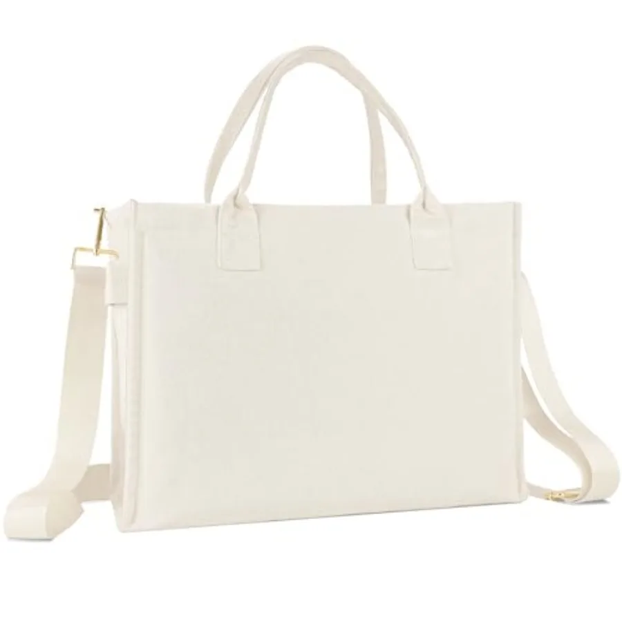 

ONEGenug Canvas Tote Bag for Women, Large Laptop Crossbody Bag Travel Tote Handbag Everything Bag with Zip Simple Bag