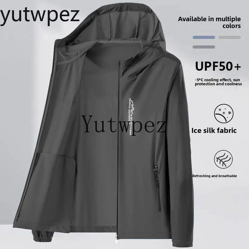 Outdoor Hiking Sports Running Men's Ice Silk UPF50+ Sun Protection Thin Breathable Fishing Summer Anti-Uv Lightweight Hooded