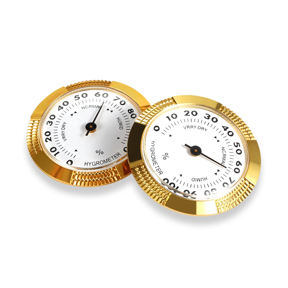 GALINER Pocket Cigar Hygrometer Round Gold Cigar Accessories Mini Accurate Measuring Humidifier Hygrometer For Humidor