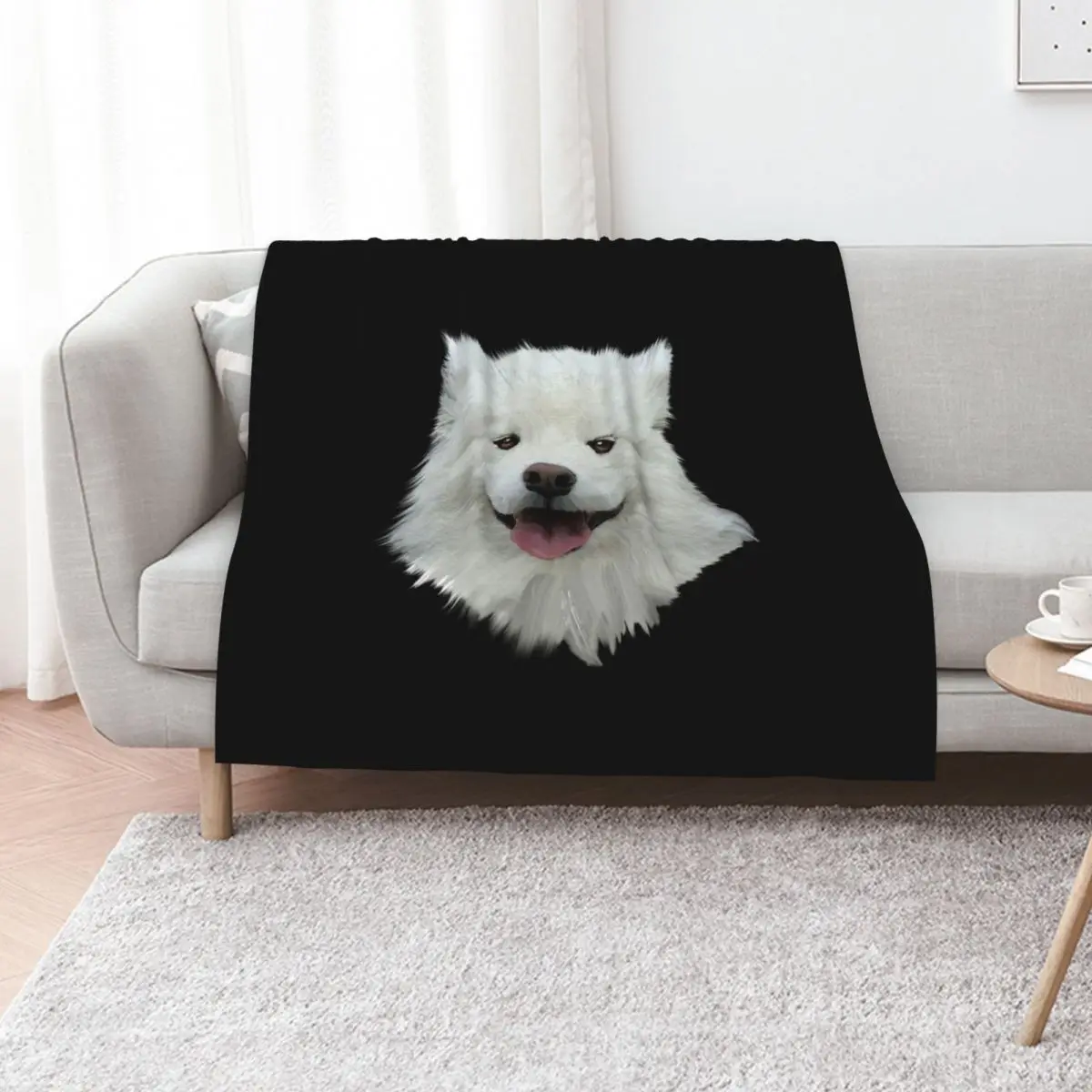 Cute Happy Samoyed Watercolor, Best Gift Idea For Samoyed Mom Samoyed Dad Owner And Lover Throw Blanket