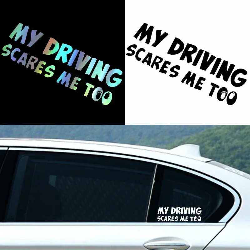 G156 21.5X7CM Vinyl Decal My Driving Scares Me Too Car Stickers Motorcycle Decorative Decal Creative Black/White Accessories