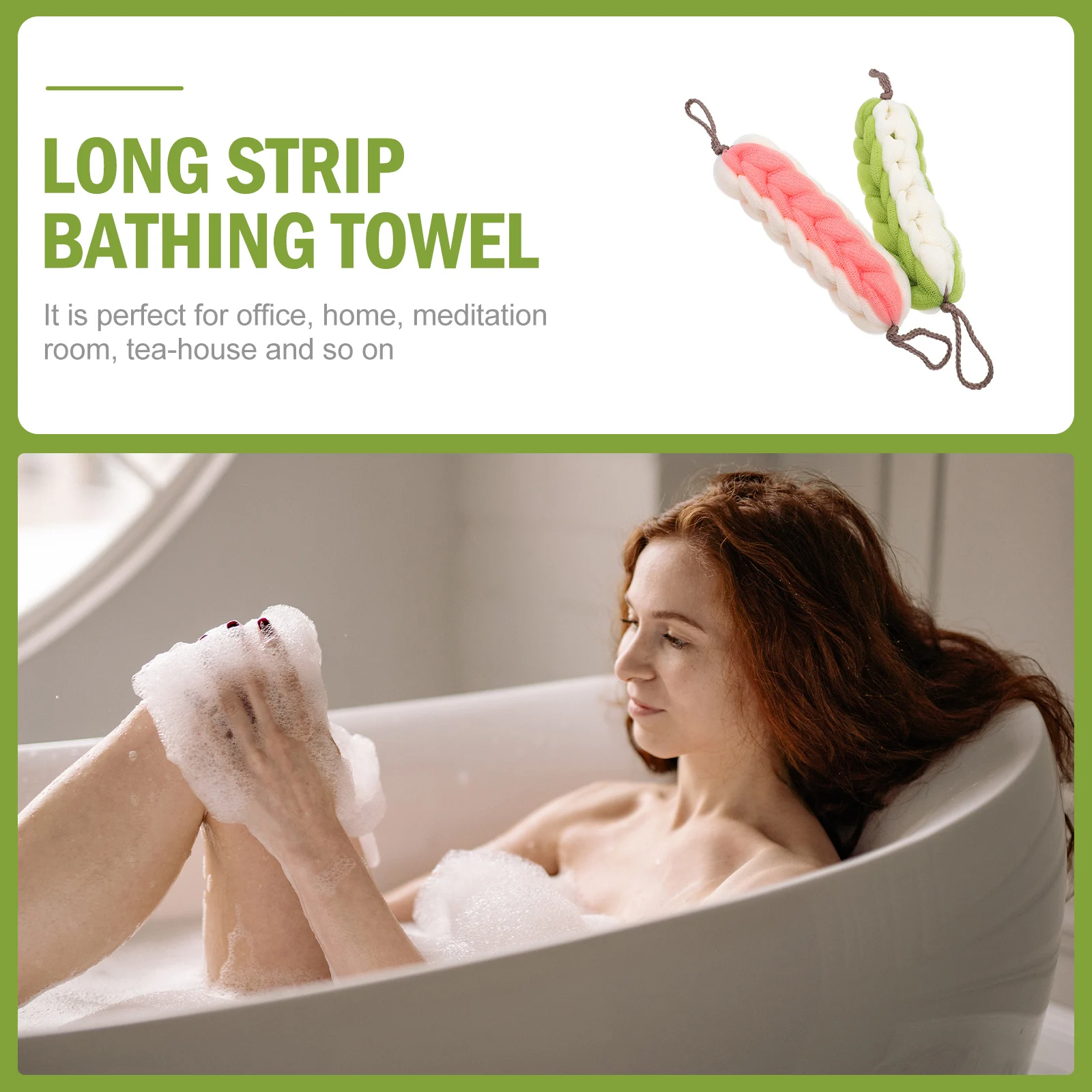 

2Pcs Long Bathing Towels Back Shower Scrubbing Towels Exfoliating Body Skin Rich Foaming Comfortable Towel