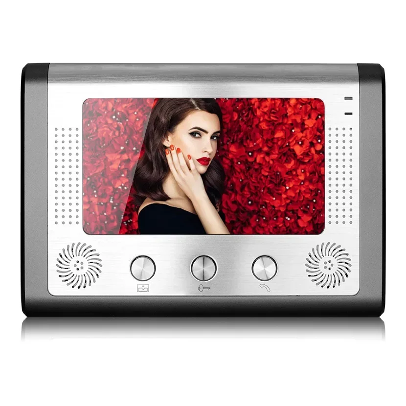 Unidade externa de ângulo ajustável Campainha eletrônica de vídeo com fio de 7 polegadas com visão noturna infravermelha, campainha de intercomunicação de vídeo doméstico