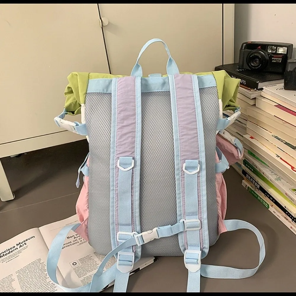 Color-Blocked Design Outdoor Hiking Bag Multi-pocket Large-Capacity Travel Backpack Lightweight Waterproof Oxford