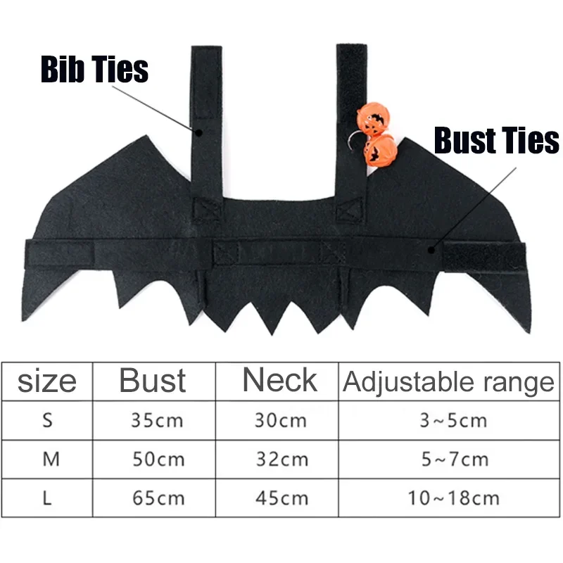 Halloween Pet Costume Black Bat Wings Cosplay Prop Cats Dogs Harness Cute Funny Cat Dog Clothes Outfit for Party Accessories