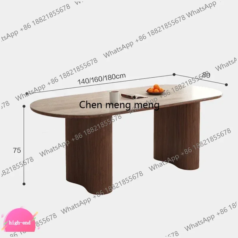 D5556  French Vintage Solid Wood Dining Table Mid-century Style Designer Oval Rock Plate Dining Table Home Furniture Tavolo