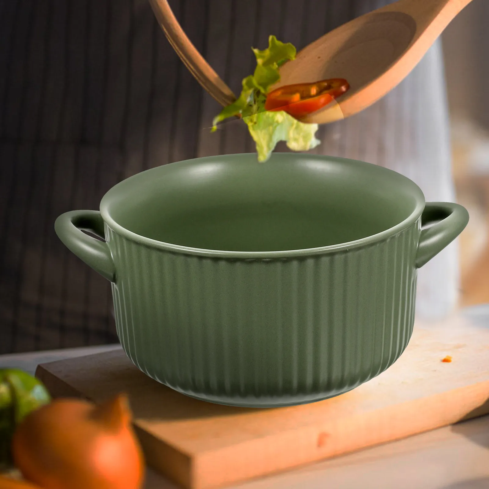 

Oven Safe Soup Bowl with Handles Microwave Safe Ceramic Soup Mug Perfect for Home Food Service Fruit Cereal Snacks and Storage