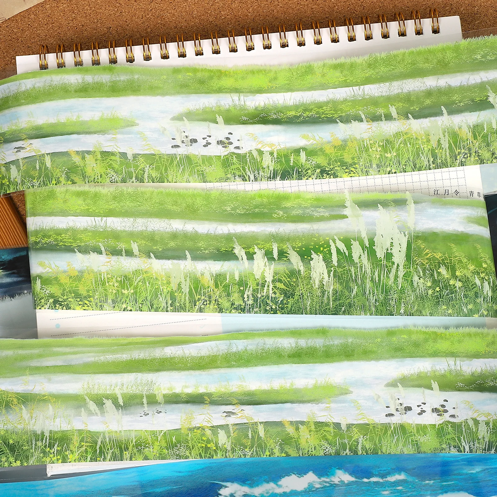 500 cm Vintage Pflanze Meer Teich Blitz Landschaft PET Band Kreative DIY Journal Material Collage Sammelalbum Schreibwaren