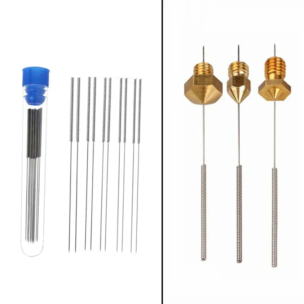 

10pcs Stainless Steel Nozzle Cleaning Needles Kit For 3D Printer - 0.2mm For 3D Printer Nozzle Cleaning Kit