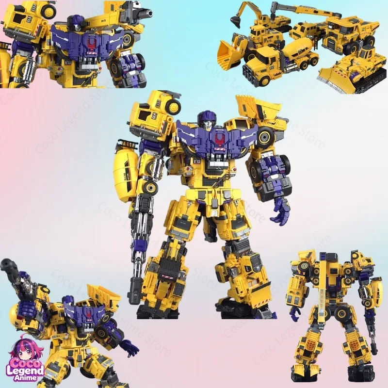 

Transforming Toys Mechanical Invasion Yellow Gift Box Set: Hercules Shovel Truck Mixer Truck LoaderTruck CraneExcavatorBulldozer