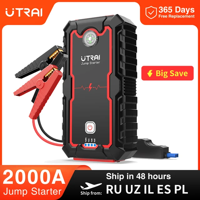 UTRAI Jump Starter Power Bank 2000A/1000A Przenośny rozrusznik akumulatora samochodowego do awaryjnego uruchamiania awaryjnego samochodu 12V