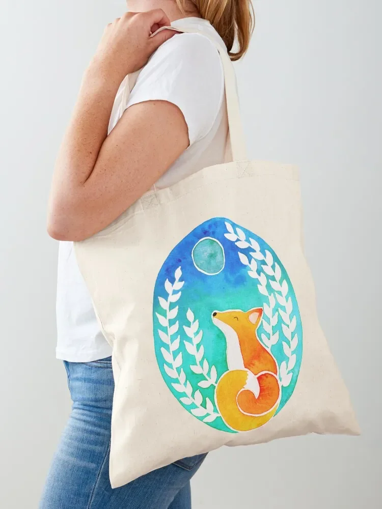 Fox and the Moon Tote Bag Handbags bags woman 2025 reusable shopping bags tote bag university Tote Bag