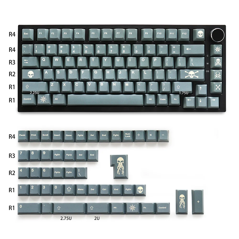 Customized GMK Boneyard Keycaps Sublimation Pbt 130 Keys Cherry Profile Keycaps for 61/87/104/108 Mx Switch Mechanical Keyboard