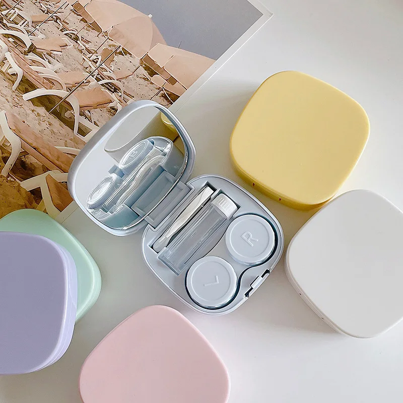 Contact lens case simple DIY square box portable beauty eye box companion dual box glossy storage box