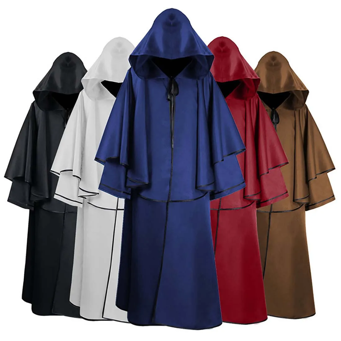 

Reaper Hooded Cloak 5color Halloween Medieval Vampire Robe Cosplay Masquerade Clothes Monk Robe Cloak Long Sleeve Wizard Costume