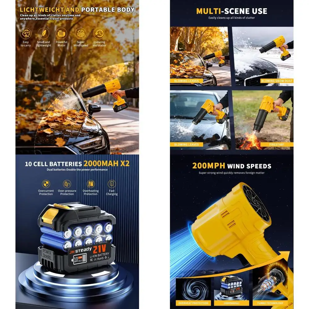 

Высокоскоростная ручная воздуходувка на 48В с удлиненным соплом для уборки двора, патио и дома