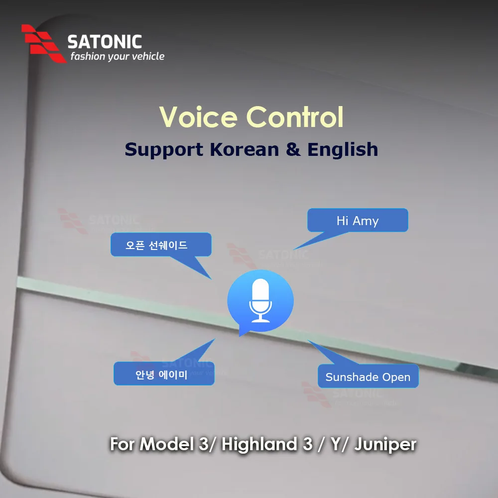مظلة شمسية كهربائية أوتوماتيكية رقمية جديدة من SATONIC لطراز تسلا 3 Y Highland 3 Y Juniper Vocie مع ضوء LED محيط