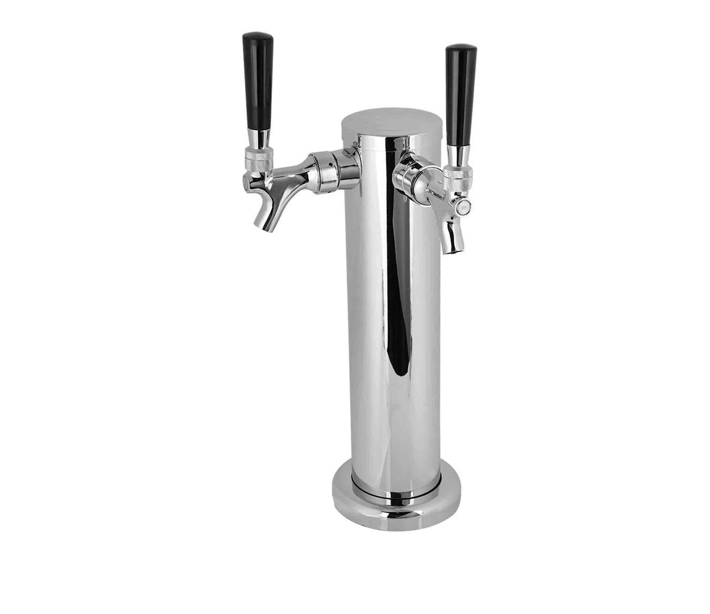 Stainless Steel Beer Dispenser Draft Beer Kegerator Tower Kit with Faucet Double Tap 2 Hose Beer Tower Set