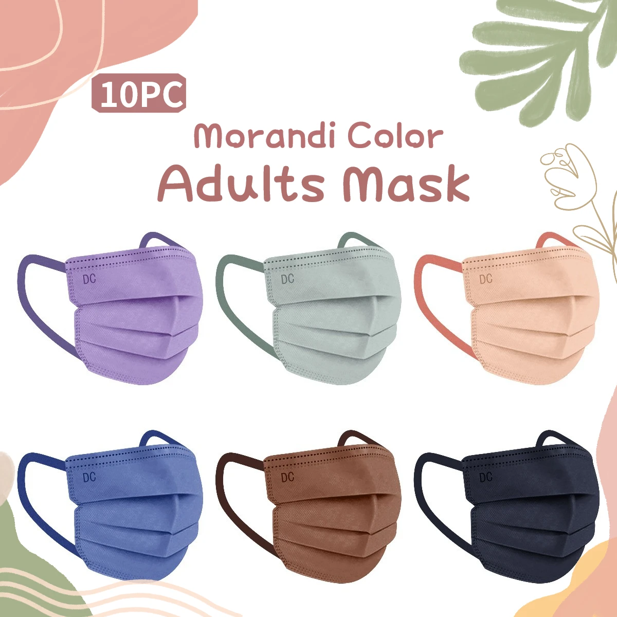 10pc Disposable Adults Mask Solid Color Morandi Mouth Cover Safetys Facemasks Mascarillas Mascherine Masque Halloween Cosplay