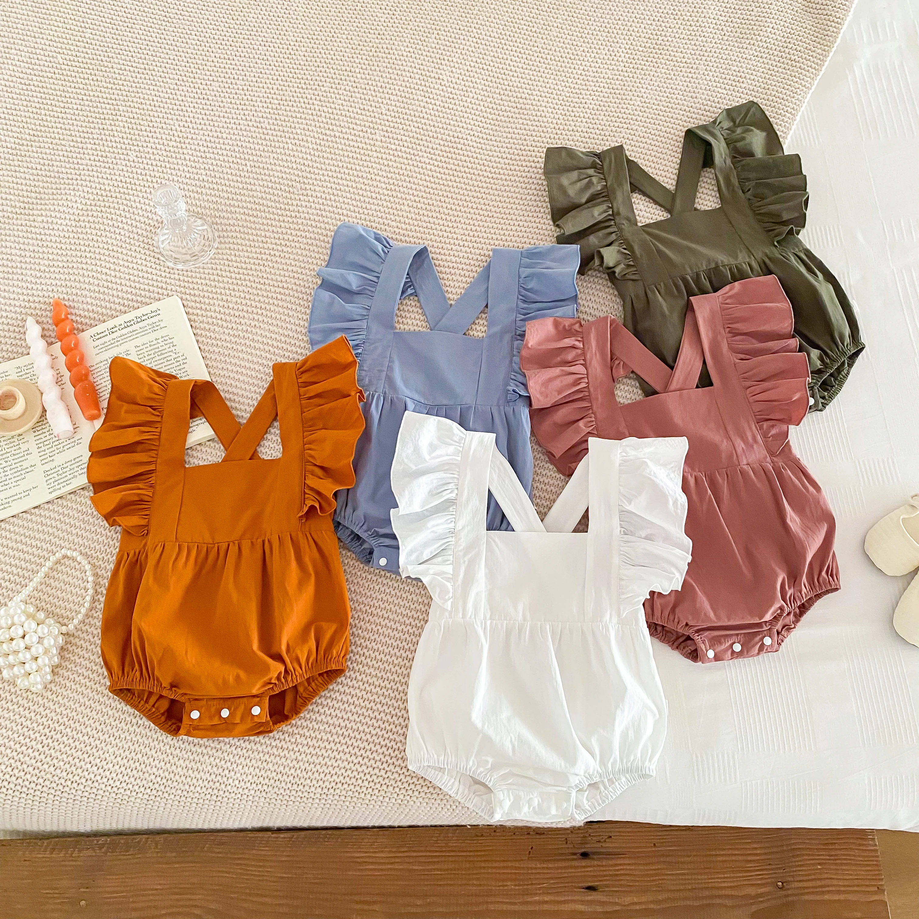 Baby Romper for Girls Solid Cotton Summer Baby Jumpsuit Baby Bodysuit Baby Clothing 0-24 Months