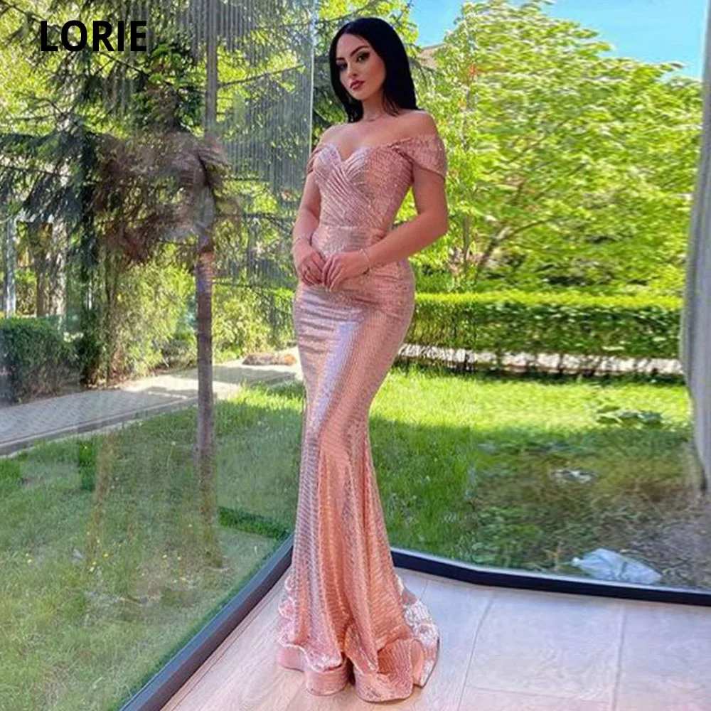 LORIE Glitter paillettes abiti da sera a sirena 2022 maniche Robe De Soirée De Mariage Abendkleider abiti da festa in Arabia saudita