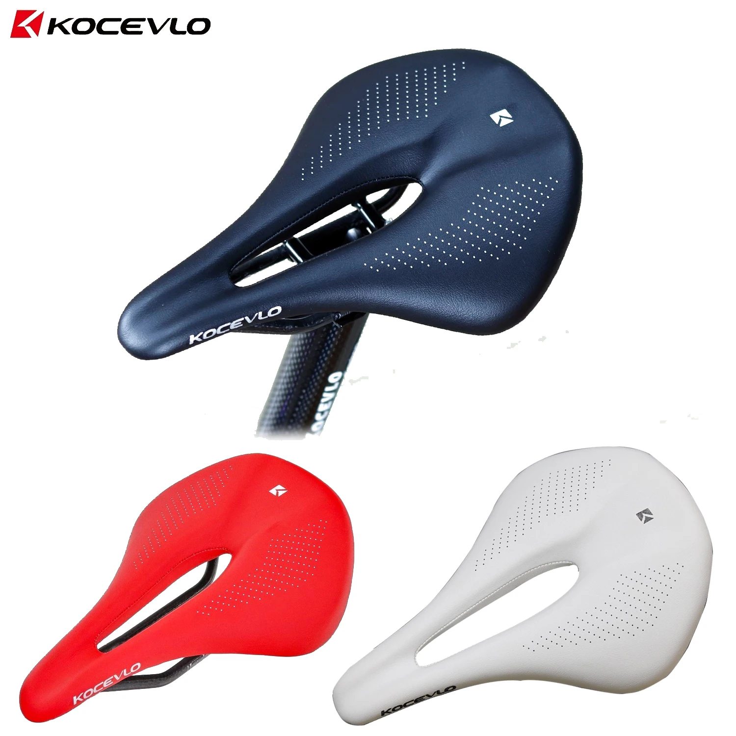 Kocevlo-Carbon Fiber Road Bicycle Seat Cushion, Mountain Bike Seat Bag, Ultra-light, Comfortable, Waterproof, Leather Surface