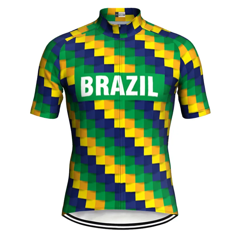 

Brazil Cycling Jersey Short Sleeve Road Sports Clothes Motocross Climbing Shirt MTB Bike Jacket Top Outwear Wear Uniform